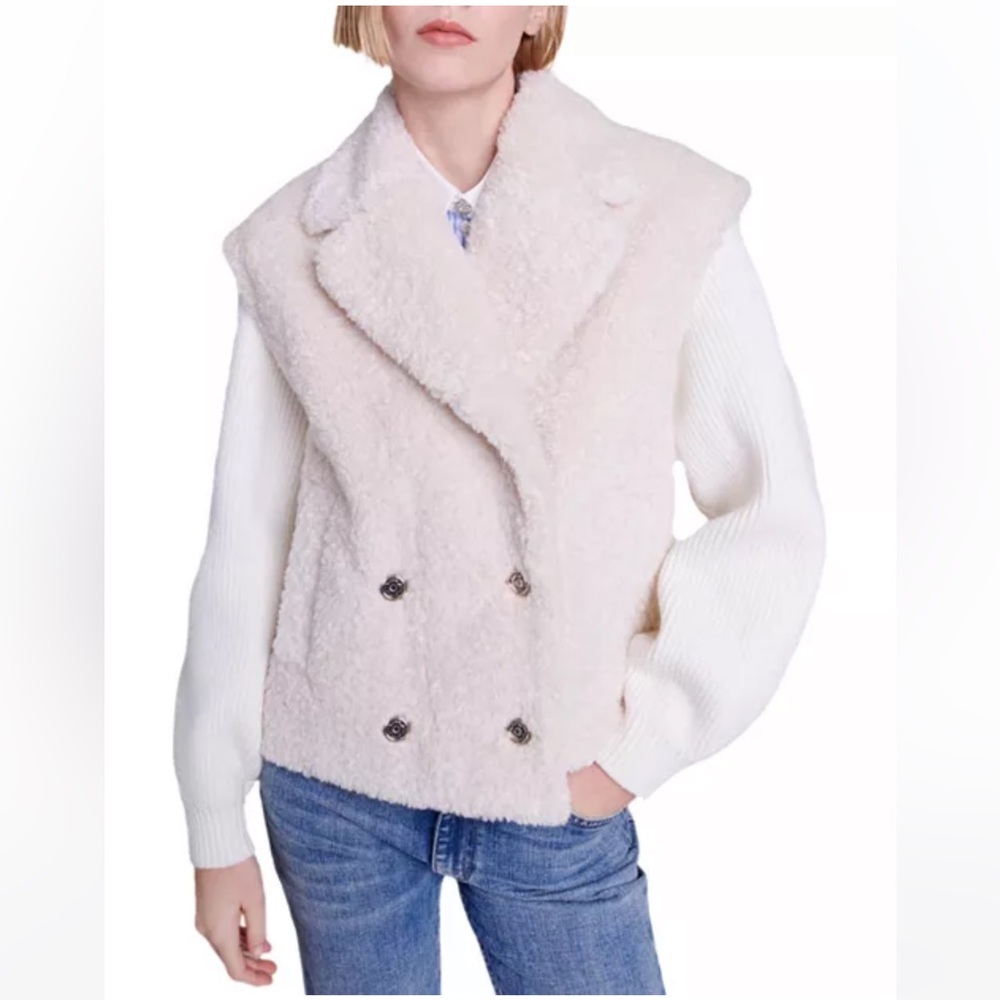 Belere Double Breasted Layered Look Sherpa Jacket
